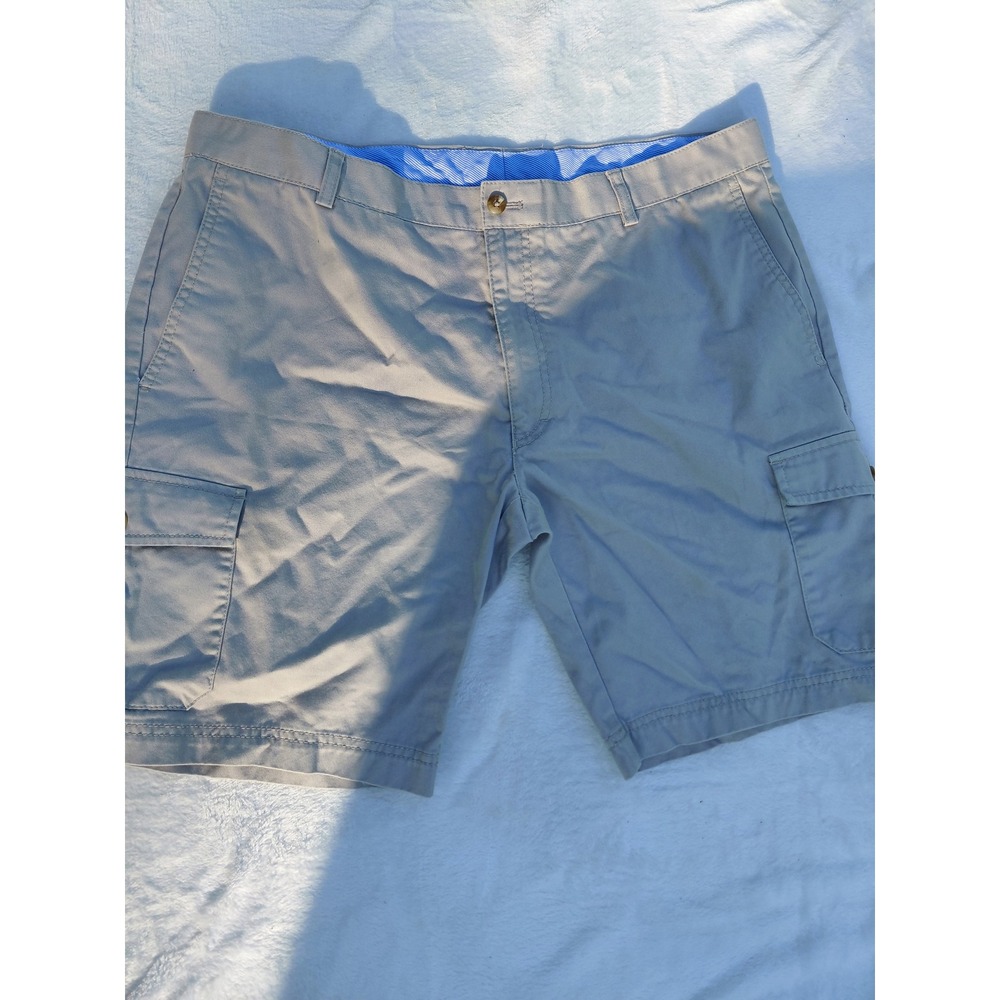 Louis Raphael Khakis Mens Tan Cargo Shorts Flat Front Cotton Blend Size 37